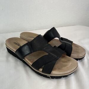 Umberto Raffini Black Slip On Sandals EU 39/US 8.5 Leather-textile upper comfort